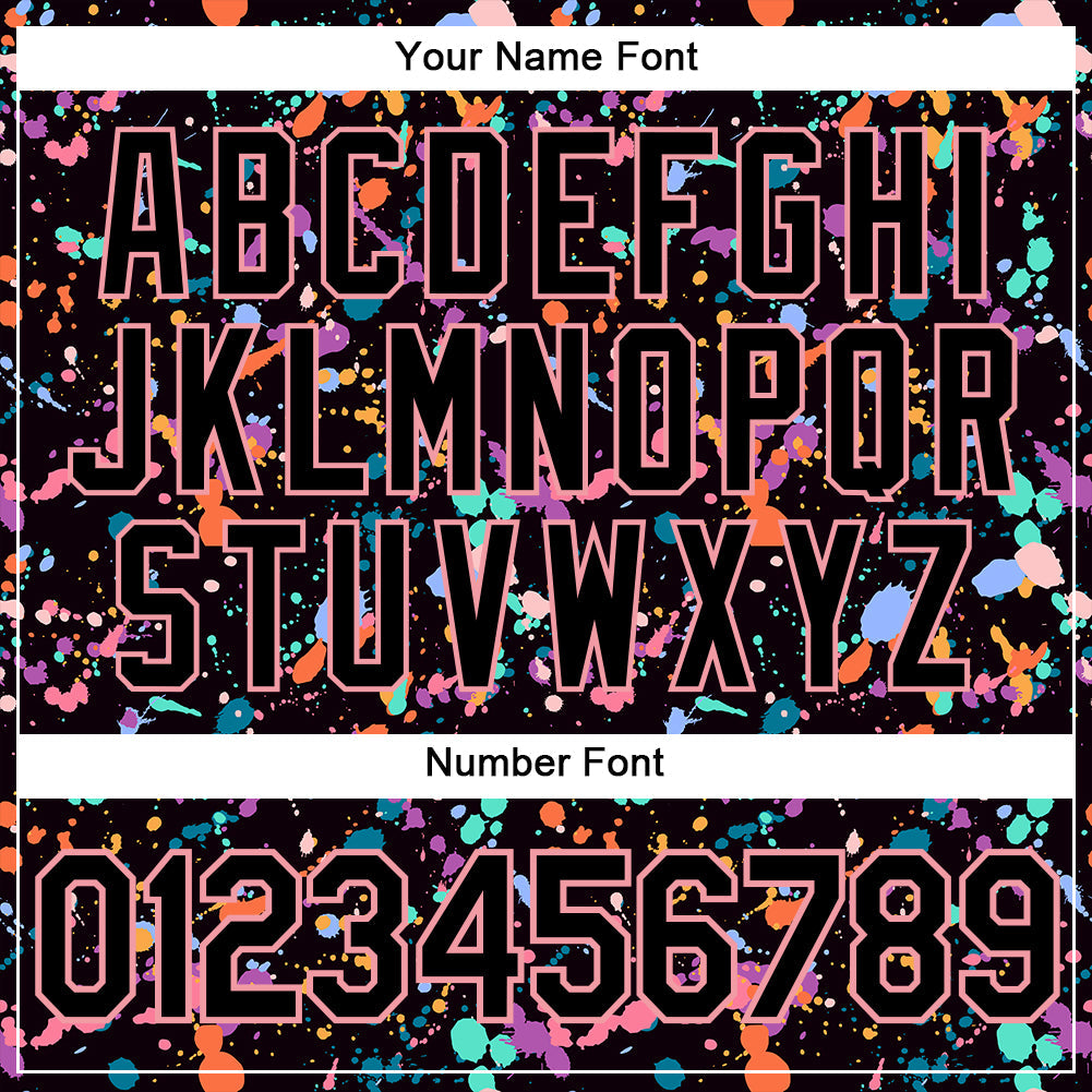 Custom Graffiti Pattern Black-Medium Pink 3D Expressive Splatter Authentic Baseball Jersey view 5