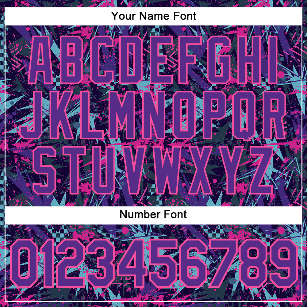 Custom Graffiti Pattern Purple-Pink 3D Creative Geometric Figures And Dots Authentic Baseball Jersey view 5
