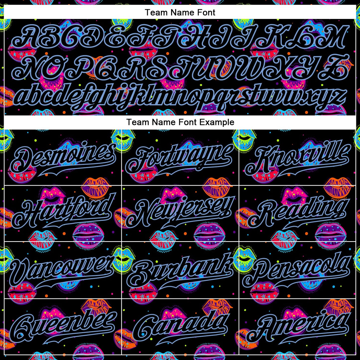 Custom Graffiti Pattern Black-Light Blue 3D Dots And Kiss Lips Authentic Baseball Jersey view 4