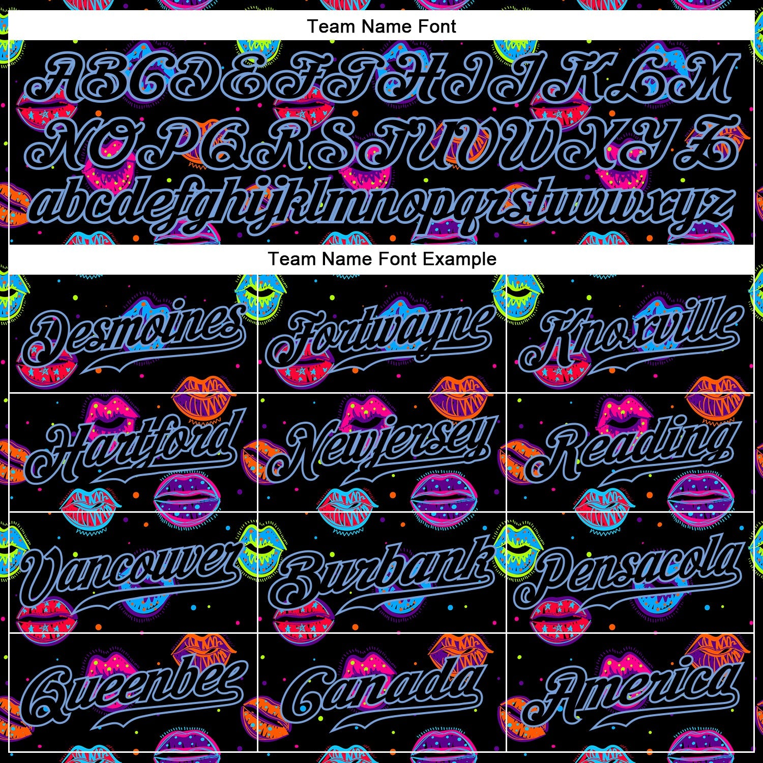 Custom Graffiti Pattern Black-Light Blue 3D Dots And Kiss Lips Authentic Baseball Jersey view 4