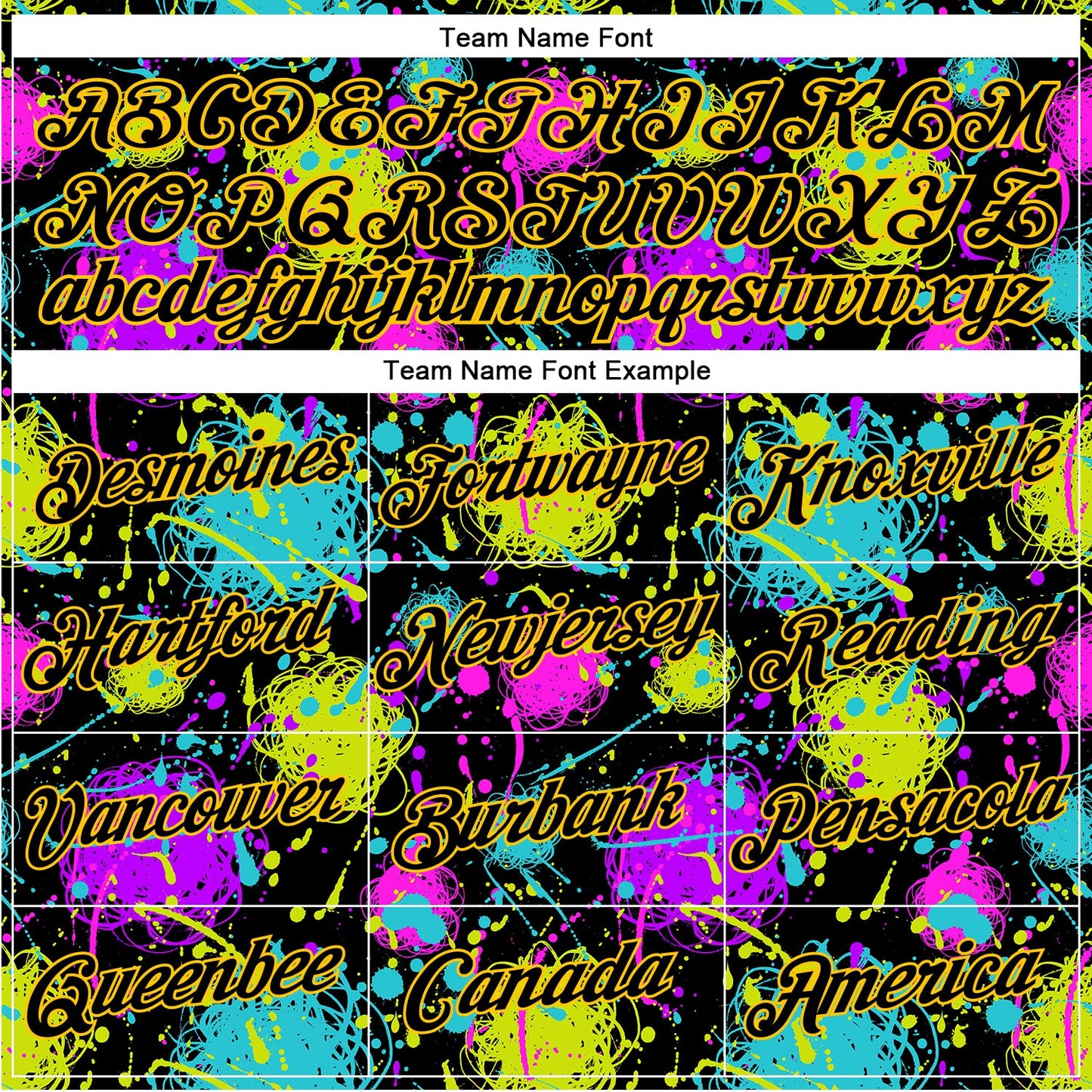 Custom Graffiti Pattern Black-Gold 3D Neon Splatter Performance T-Shirt view 3