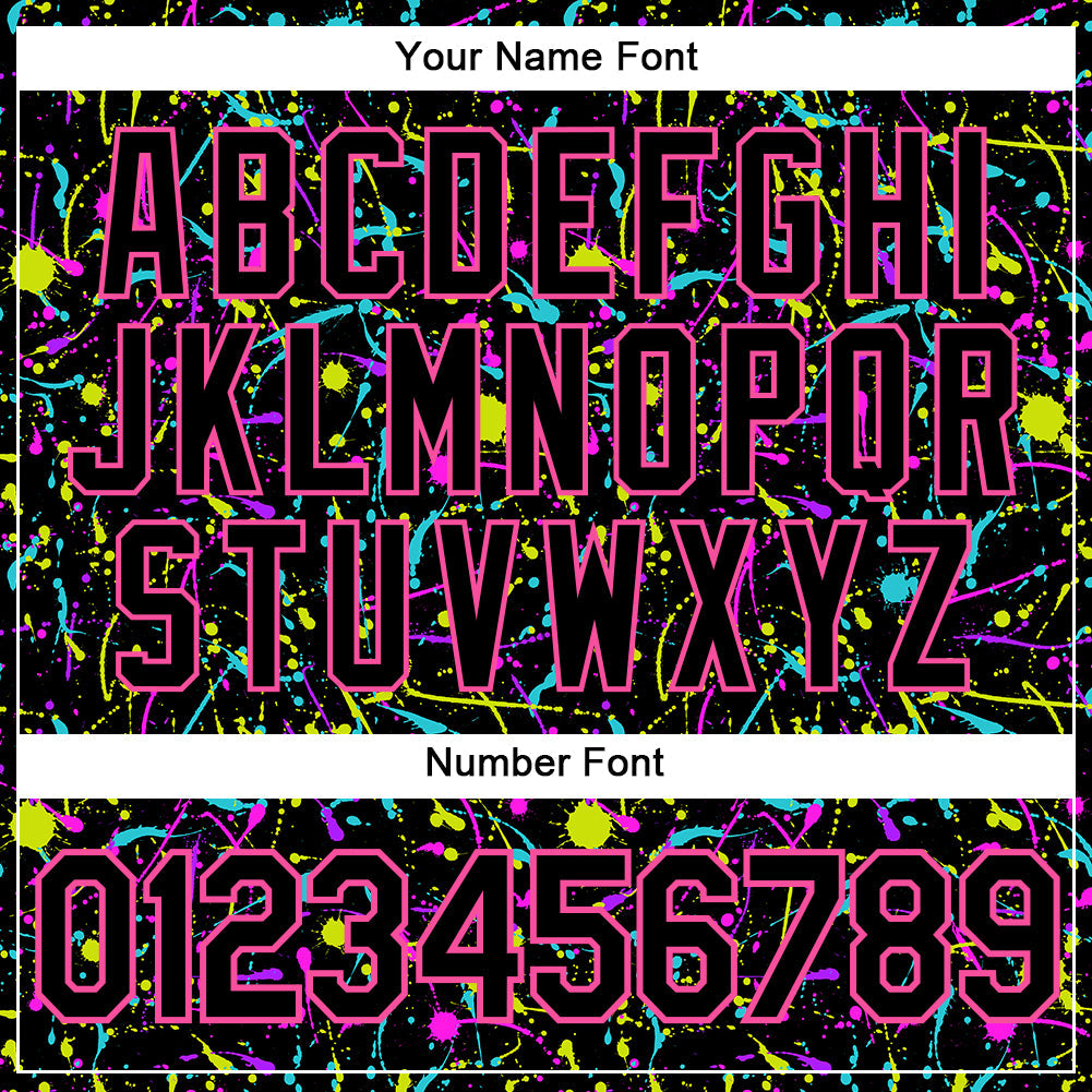 Custom Graffiti Pattern Black-Pink 3D Neon Splatter Performance T-Shirt view 4