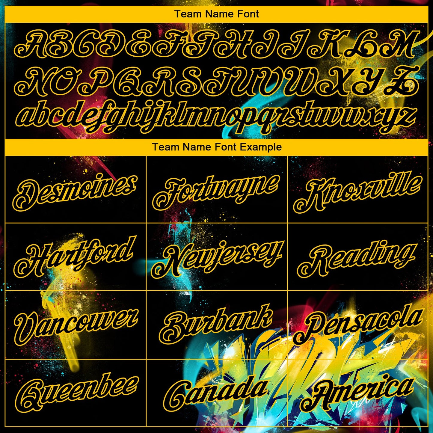 Custom Stitched Graffiti Pattern Black-Gold 3D Sports Pullover Sweatshirt Hoodie view 3