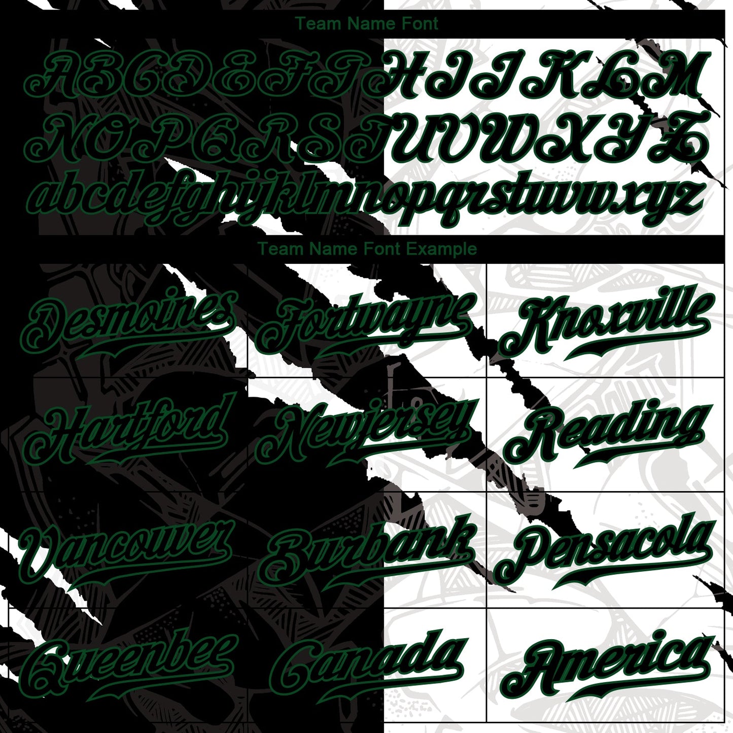 Custom Graffiti Pattern Black-Kelly Green 3D Scratch Authentic Baseball Jersey view 4