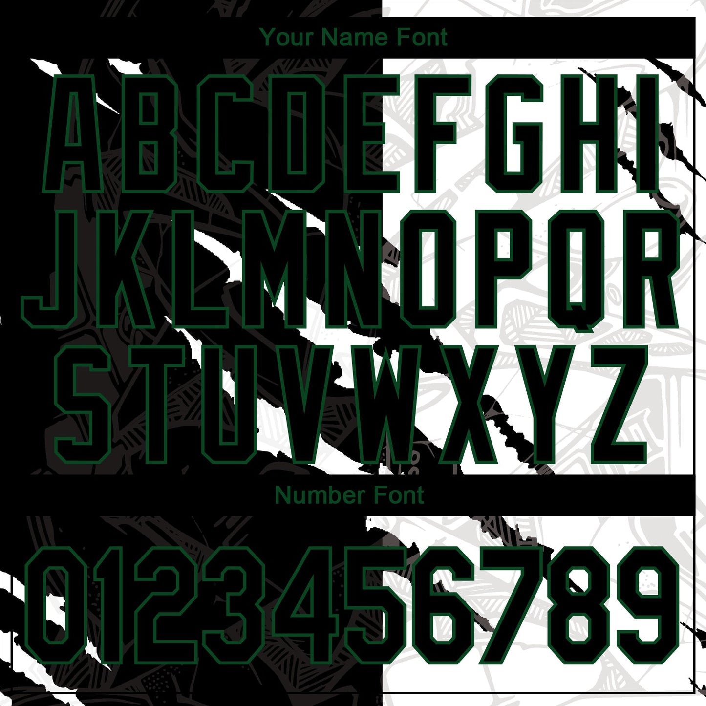 Custom Graffiti Pattern Black-Kelly Green 3D Scratch Authentic Baseball Jersey view 5