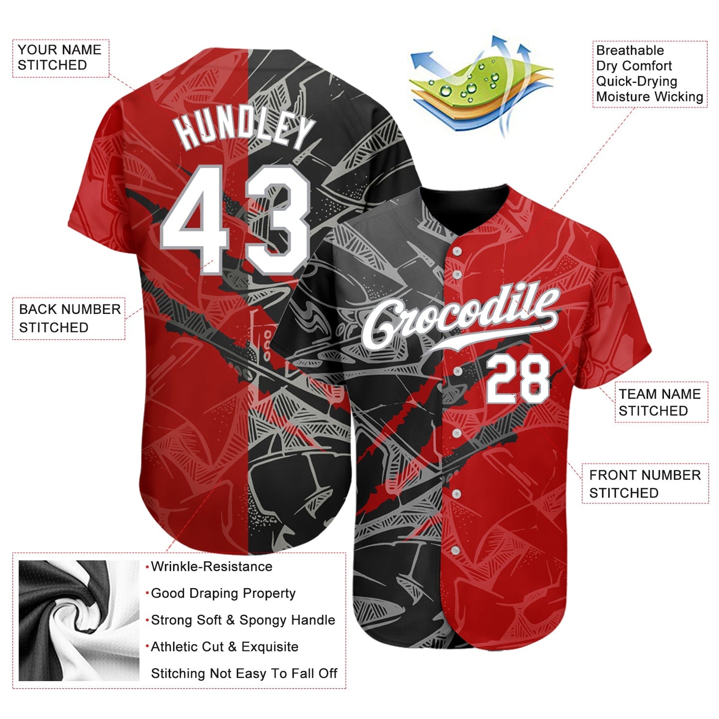 Custom Graffiti Pattern White Black-Gray 3D Scratch Authentic Baseball Jersey view 3