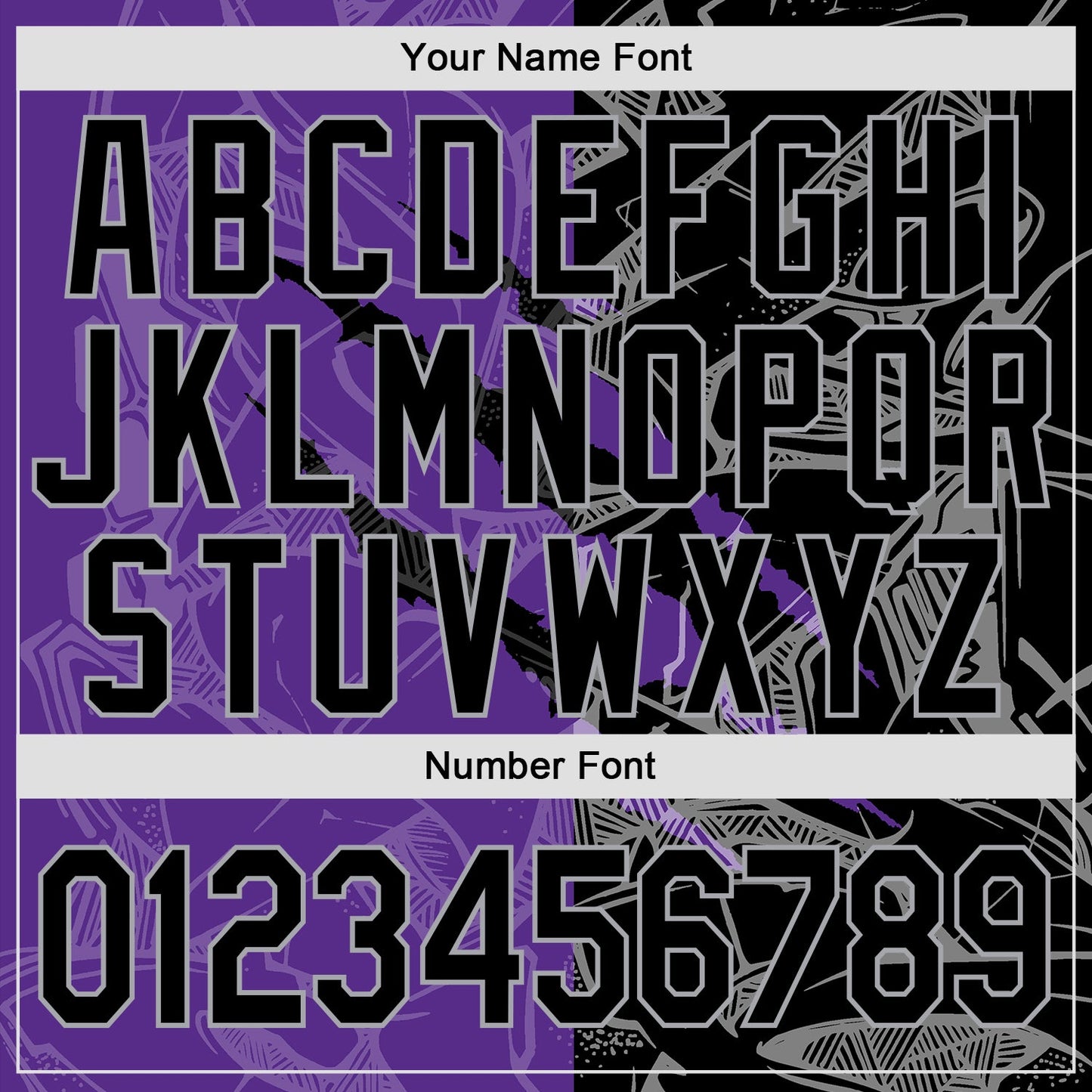 Custom Graffiti Pattern Black Purple-Gray 3D Scratch Authentic Baseball Jersey view 5