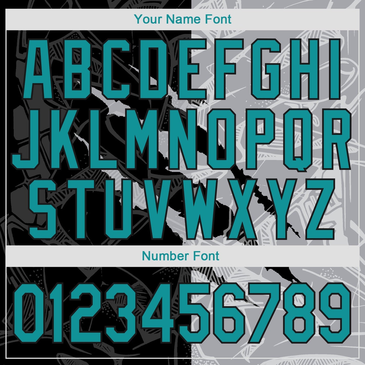 Custom Graffiti Pattern Teal Gray-Black 3D Scratch Authentic Baseball Jersey view 5