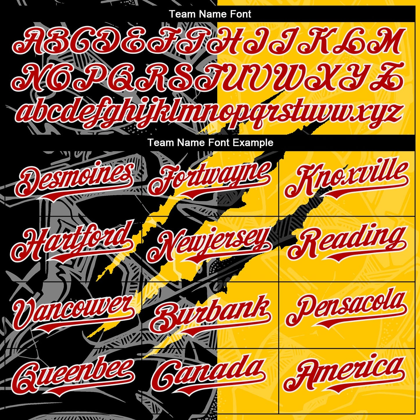 Custom Graffiti Pattern Red Yellow-Black 3D Scratch Authentic Baseball Jersey view 4