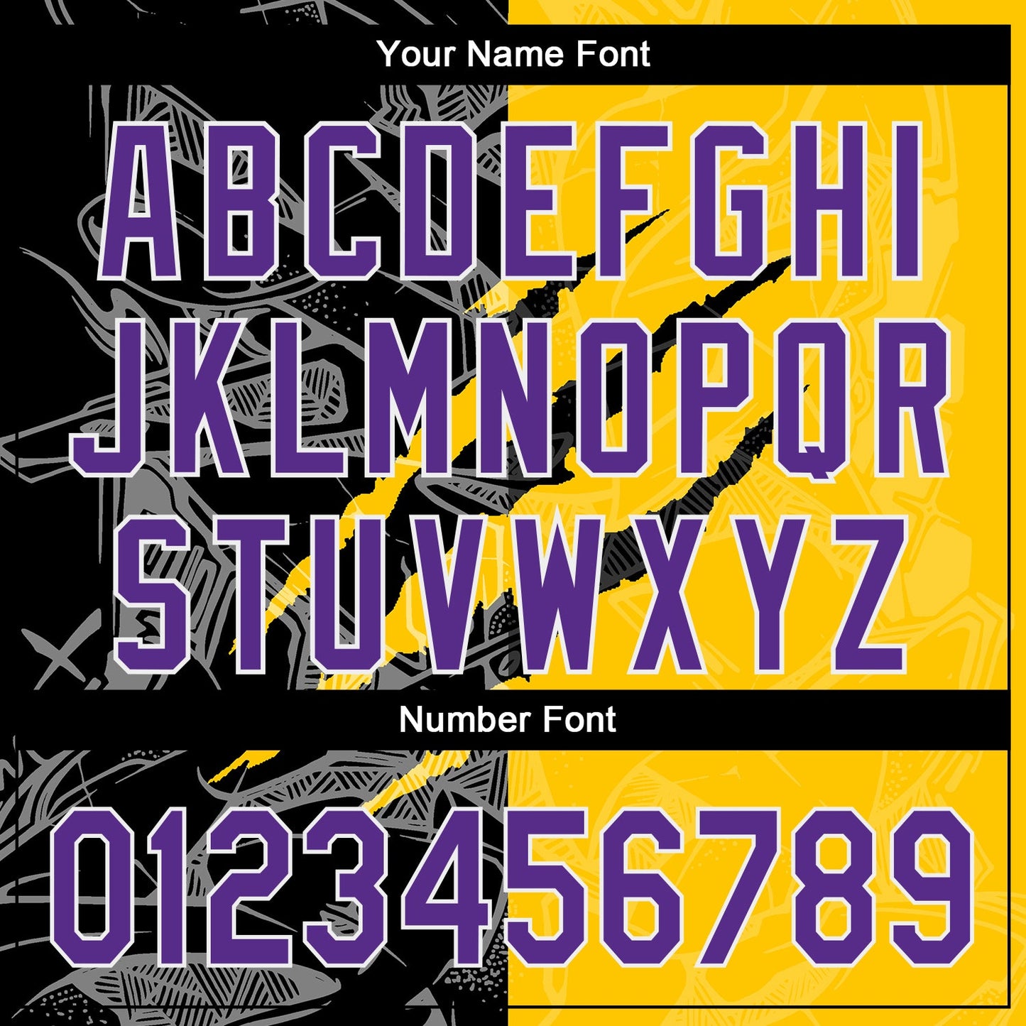 Custom Graffiti Pattern Purple Yellow-Black 3D Scratch Authentic Baseball Jersey view 5