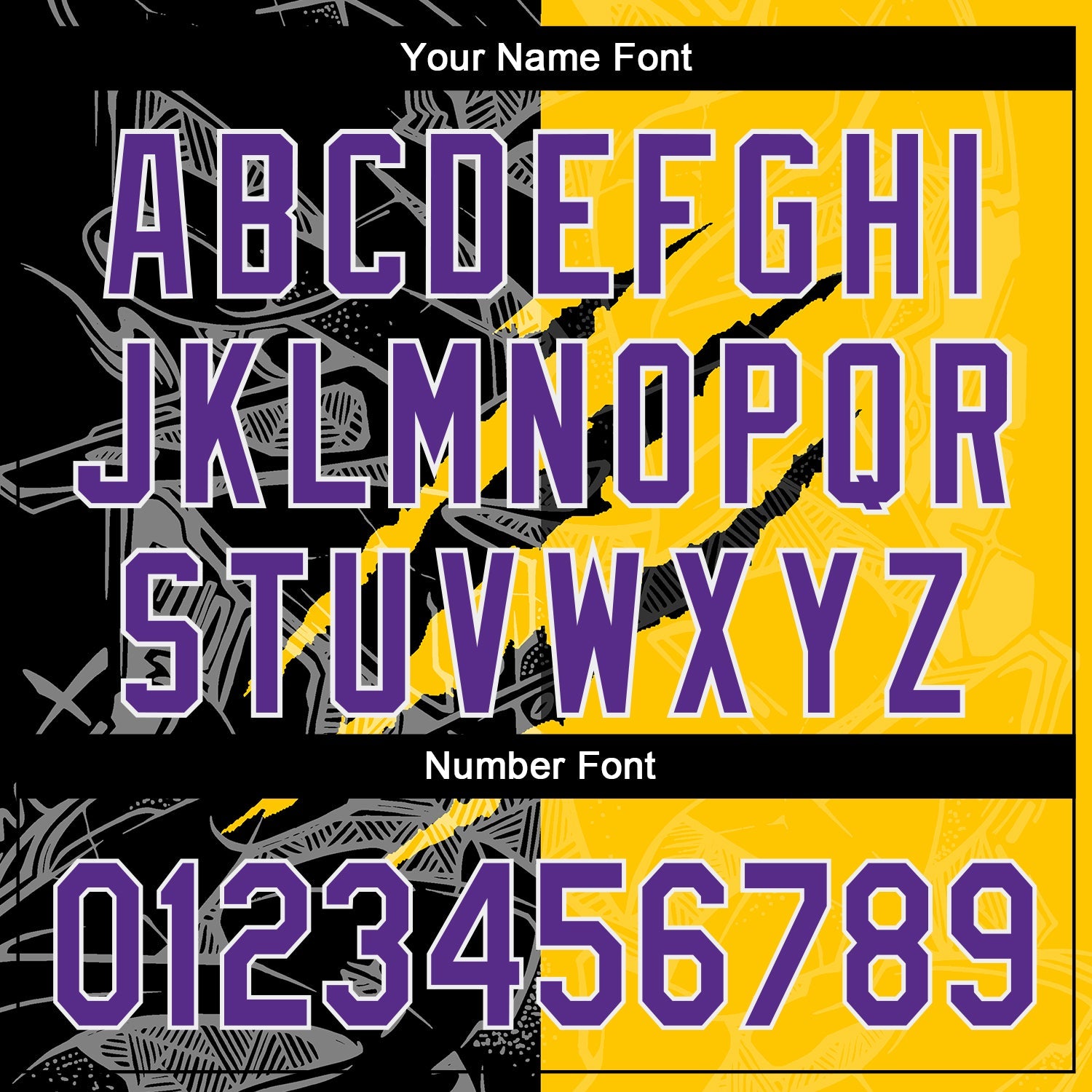 Custom Graffiti Pattern Purple Yellow-Black 3D Scratch Authentic Baseball Jersey view 5
