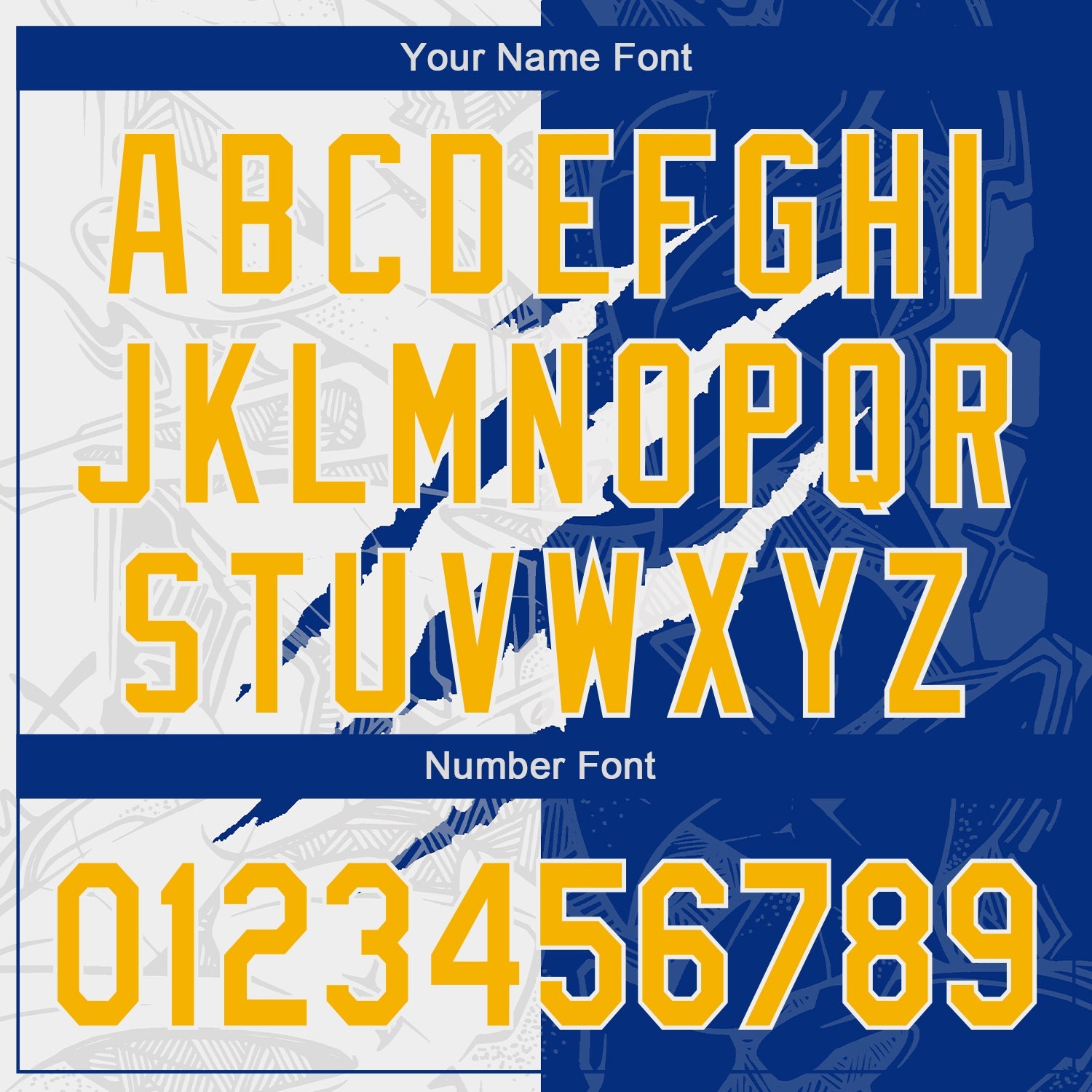 Custom Graffiti Pattern Yellow-Royal 3D Scratch Authentic Baseball Jersey view 5
