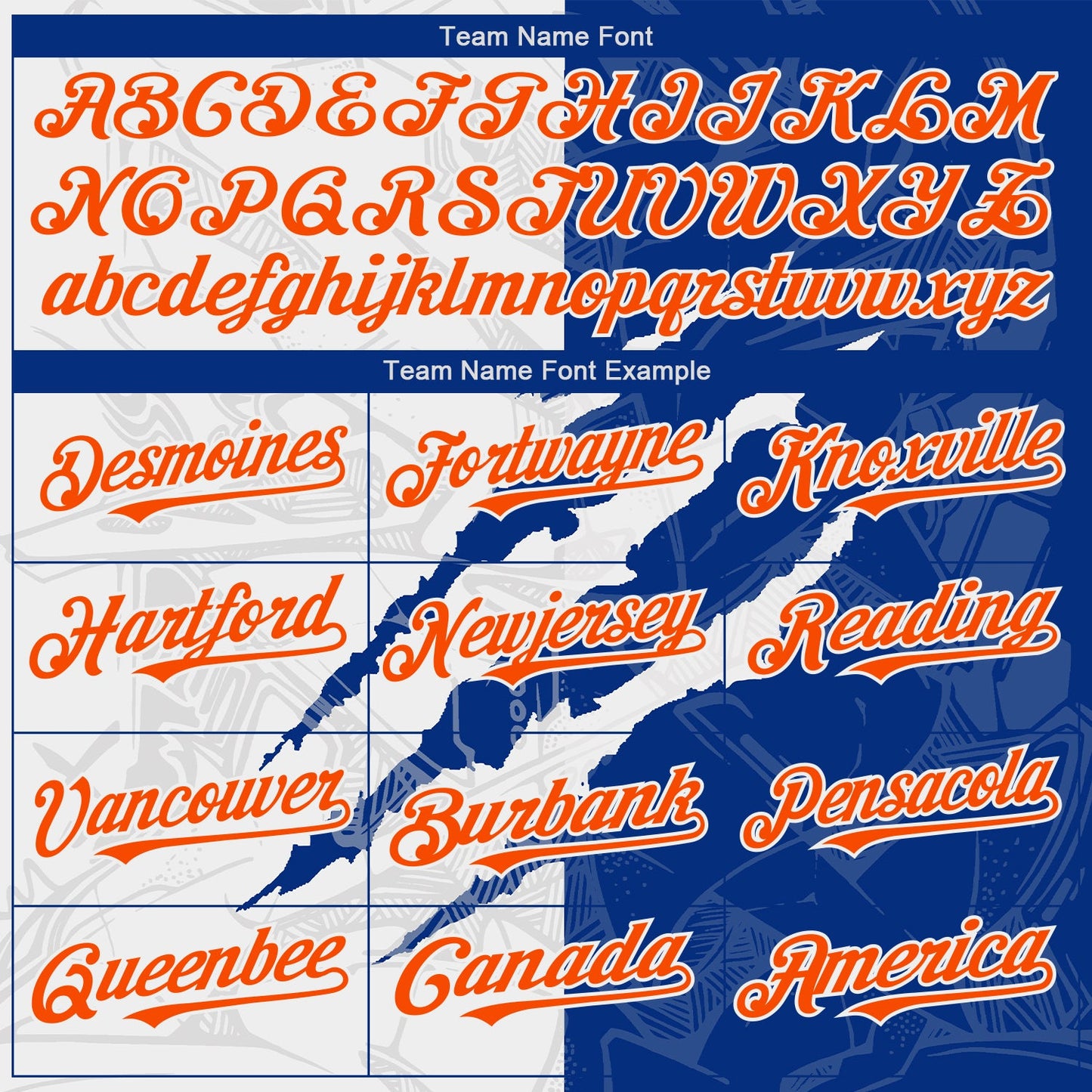Custom Graffiti Pattern Orange-Royal 3D Scratch Authentic Baseball Jersey view 4