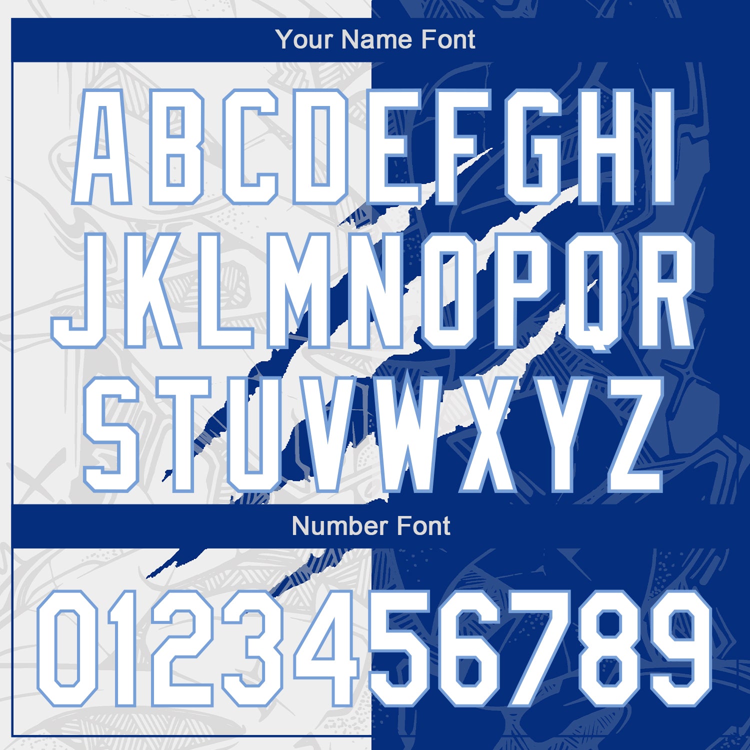 Custom Graffiti Pattern White Royal-Light Blue 3D Scratch Authentic Baseball Jersey view 5