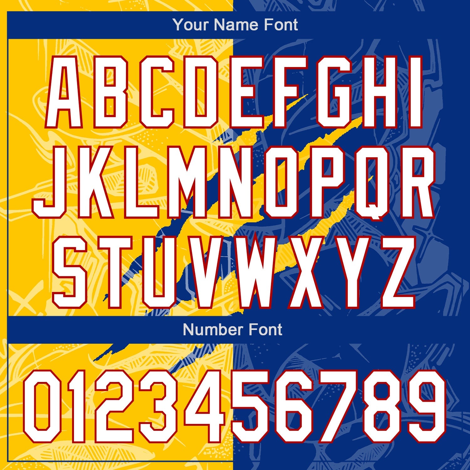 Custom Graffiti Pattern White Royal Yellow-Red 3D Scratch Authentic Baseball Jersey view 5