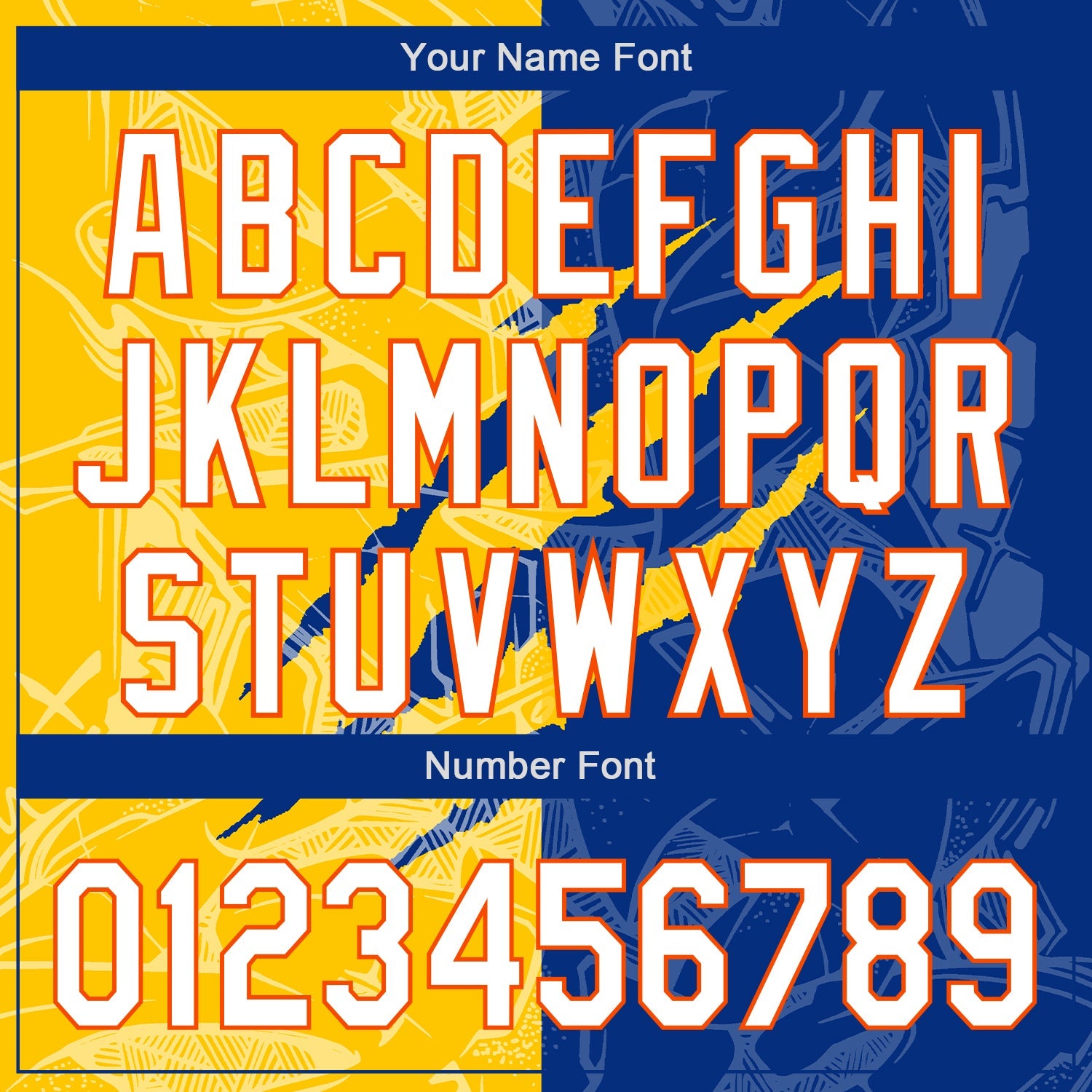 Custom Graffiti Pattern White Royal Yellow-Orange 3D Scratch Authentic Baseball Jersey view 5