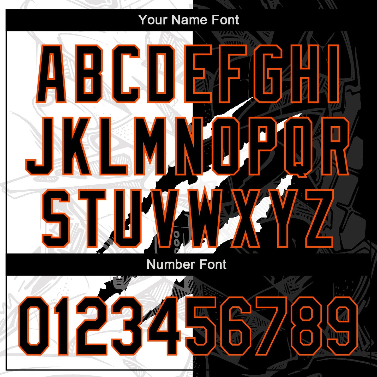 Custom Graffiti Pattern Black-Orange 3D Scratch Authentic Baseball Jersey view 5