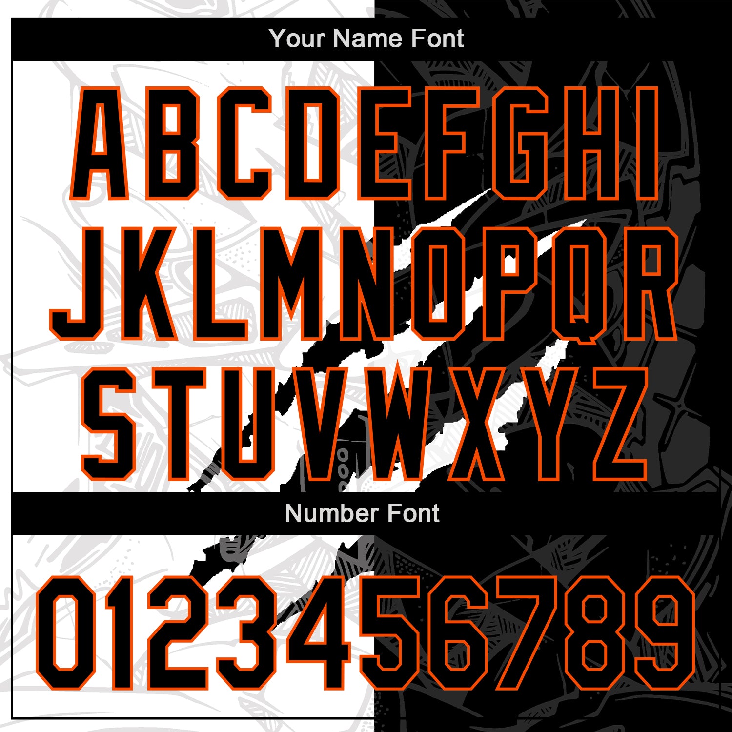 Custom Graffiti Pattern Black-Orange 3D Scratch Authentic Baseball Jersey view 5