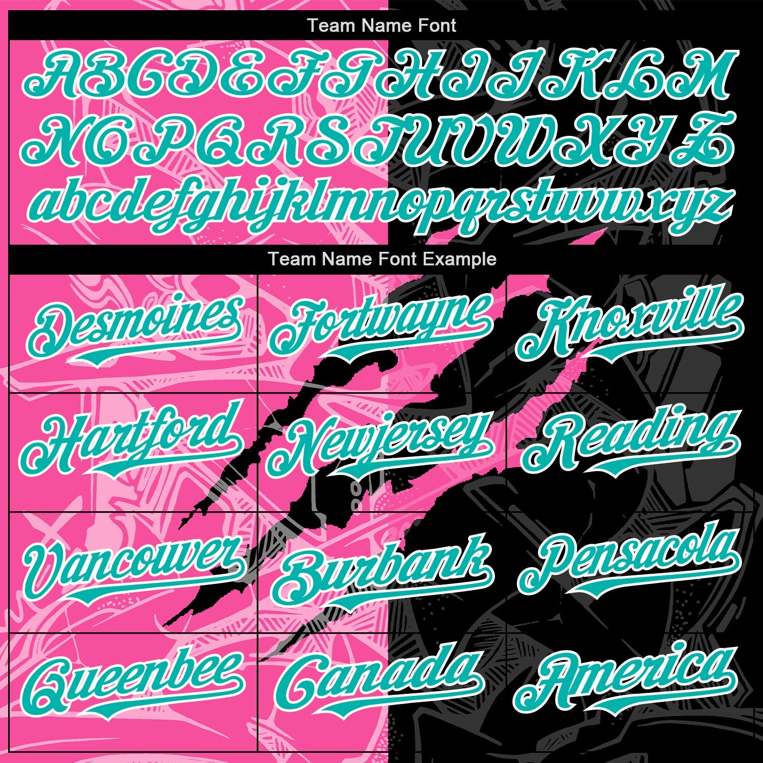 Custom Graffiti Pattern Aqua Black-Pink 3D Scratch Authentic Baseball Jersey view 4