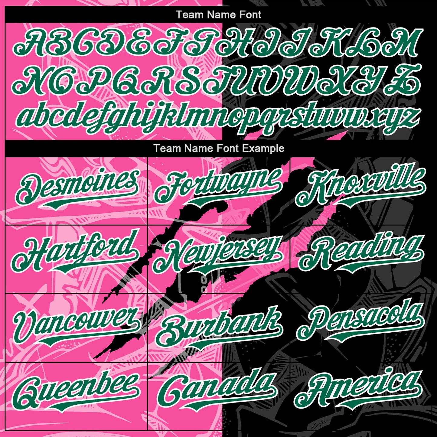 Custom Graffiti Pattern Kelly Green Black-Pink 3D Scratch Authentic Baseball Jersey view 4