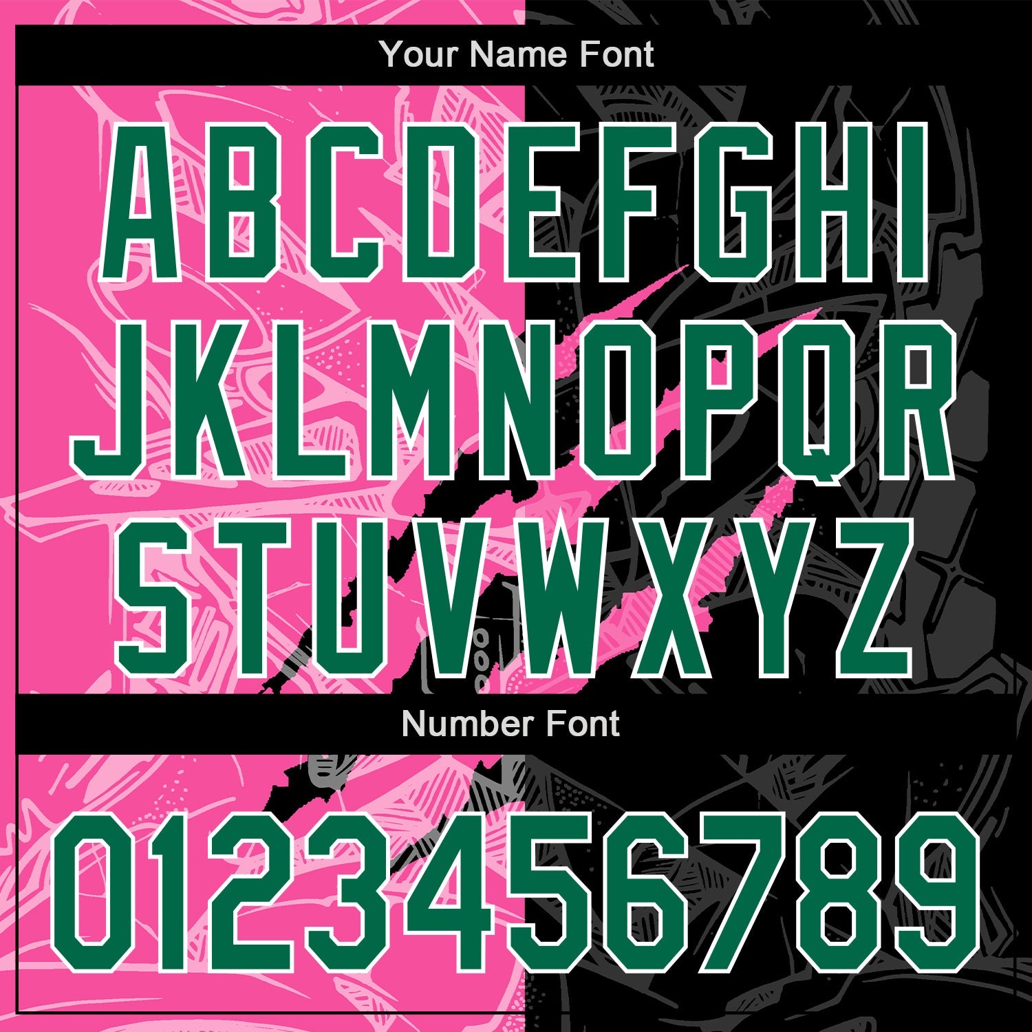 Custom Graffiti Pattern Kelly Green Black-Pink 3D Scratch Authentic Baseball Jersey view 5