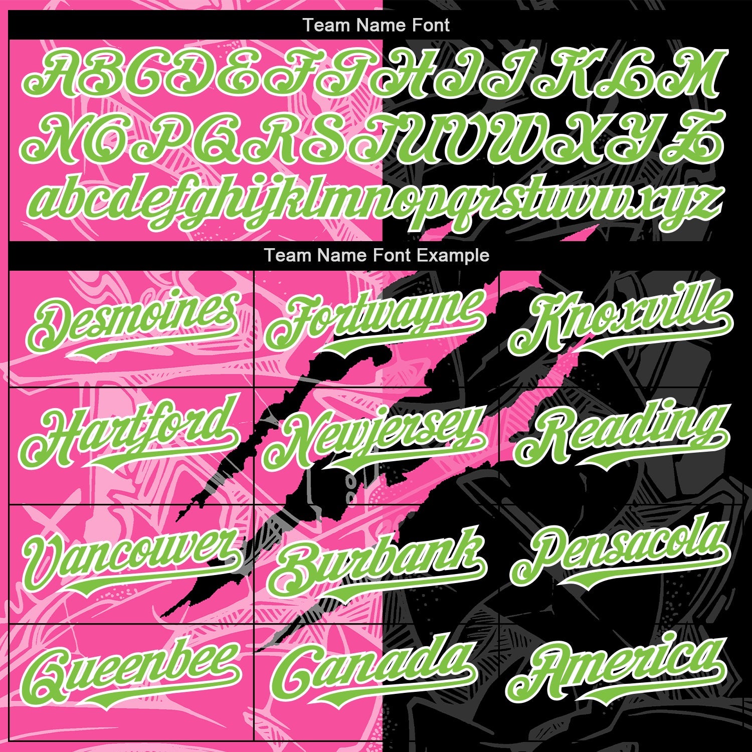 Custom Graffiti Pattern Neon Green Black-Pink 3D Scratch Authentic Baseball Jersey view 4