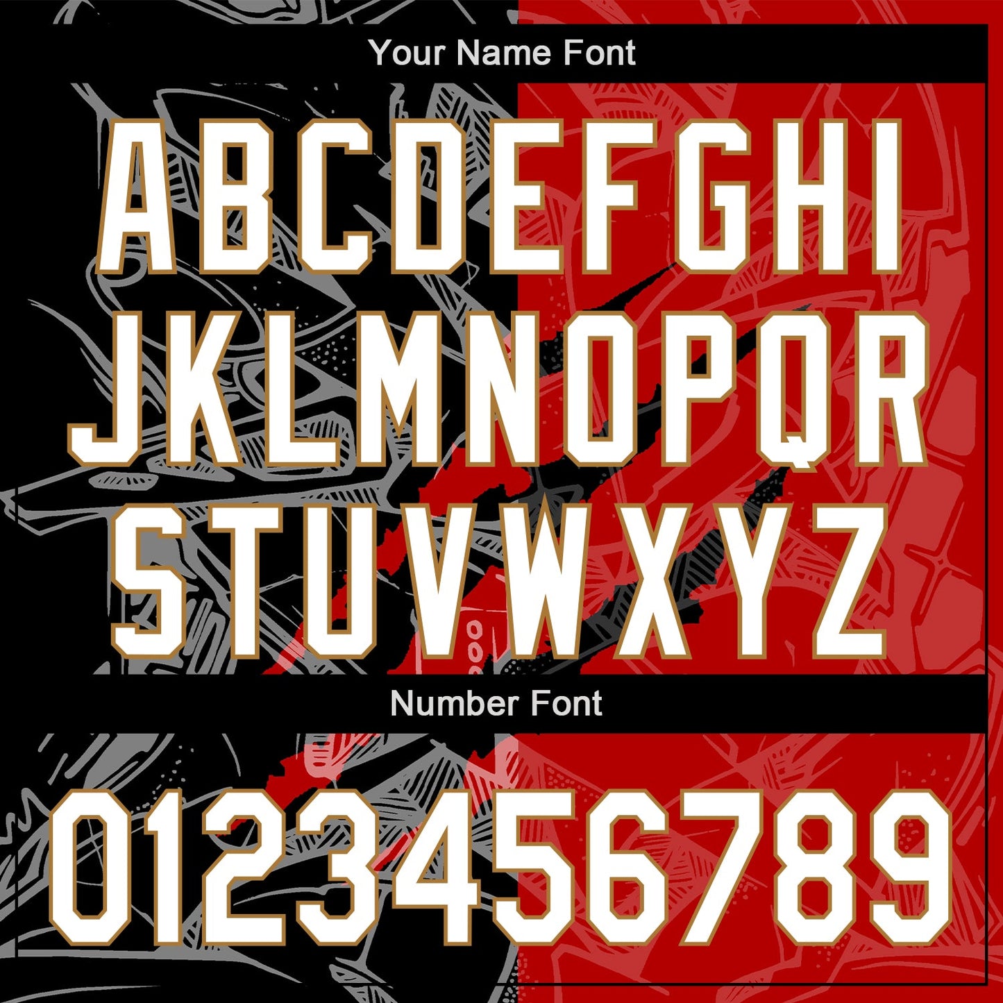 Custom Graffiti Pattern White Red Black-Old Gold 3D Scratch Authentic Baseball Jersey view 6