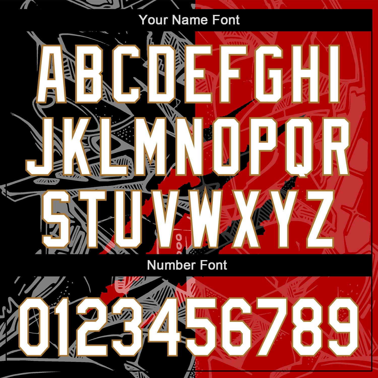 Custom Graffiti Pattern White Red Black-Old Gold 3D Scratch Authentic Baseball Jersey view 6