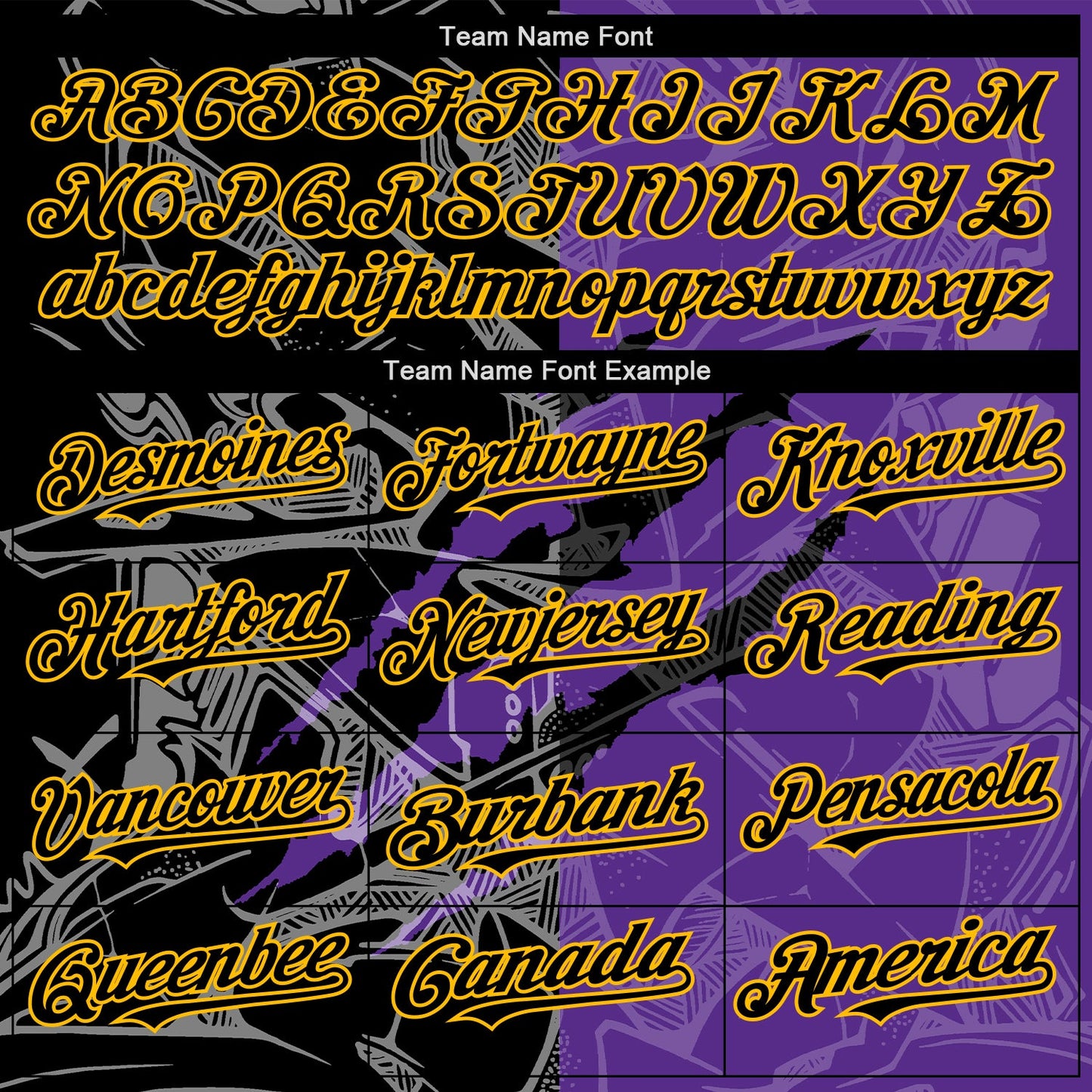 Custom Graffiti Pattern Black Purple-Gold 3D Scratch Authentic Baseball Jersey view 4