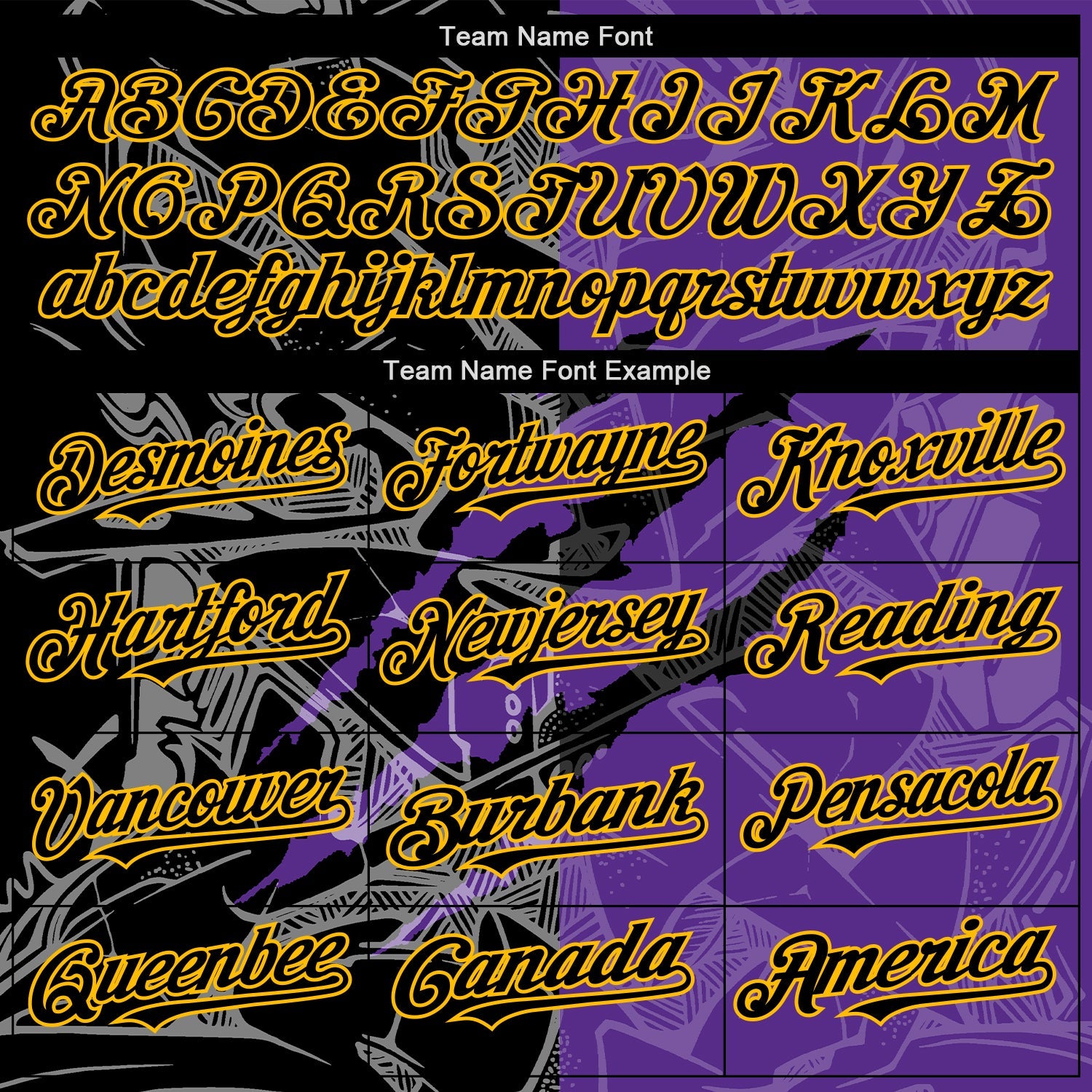 Custom Graffiti Pattern Black Purple-Gold 3D Scratch Authentic Baseball Jersey view 4