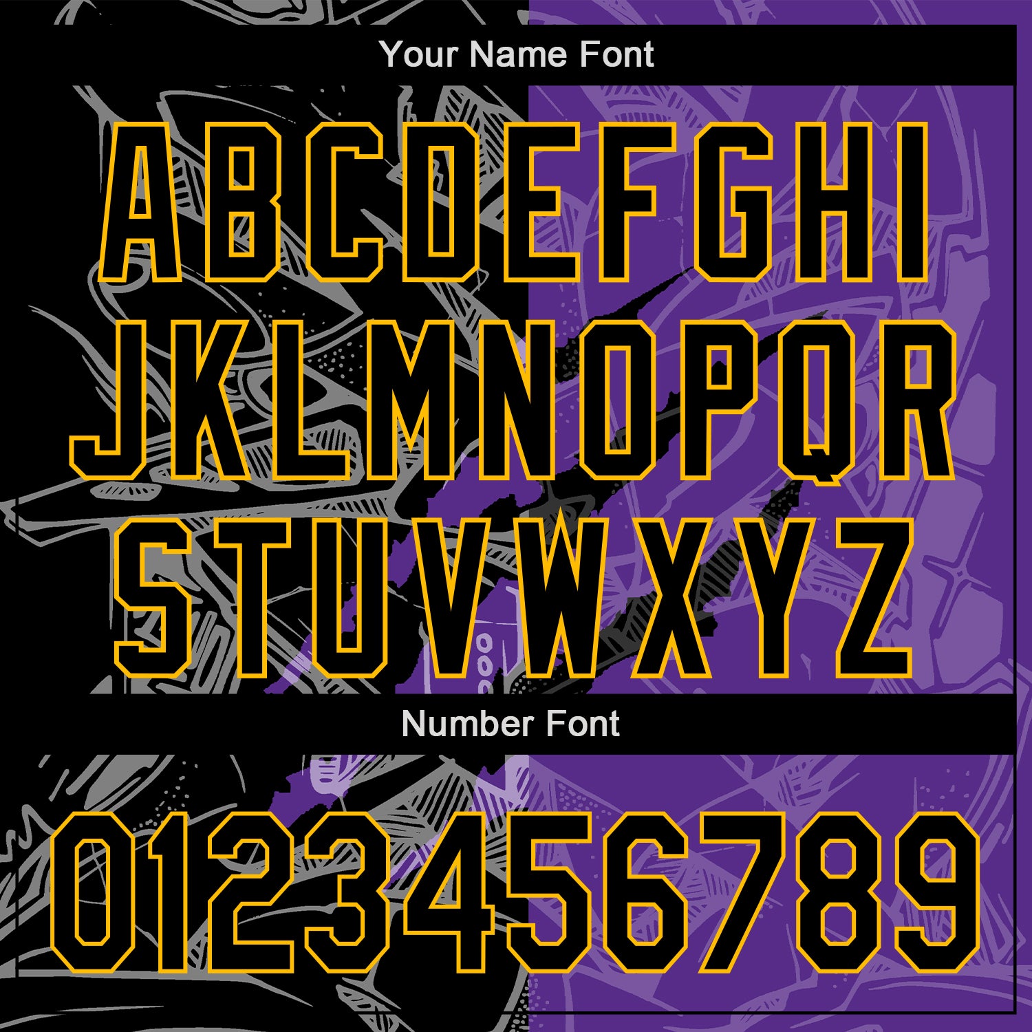 Custom Graffiti Pattern Black Purple-Gold 3D Scratch Authentic Baseball Jersey view 5