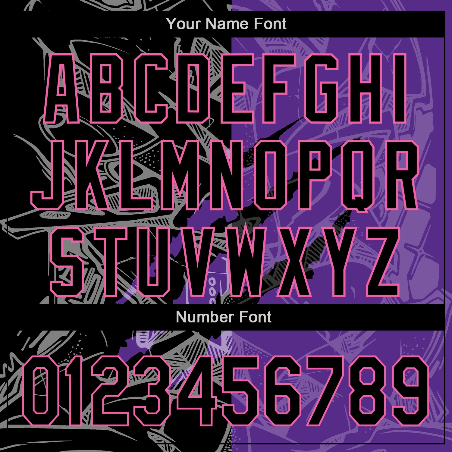 Custom Graffiti Pattern Black Purple-Pink 3D Scratch Authentic Baseball Jersey view 5