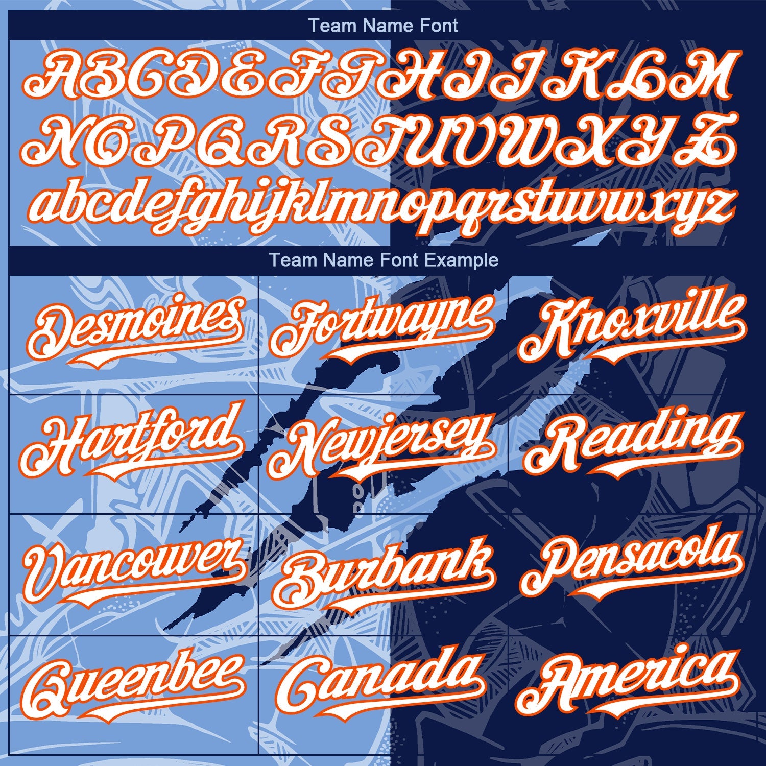 Custom Graffiti Pattern White Navy Light Blue-Orange 3D Scratch Authentic Baseball Jersey view 4