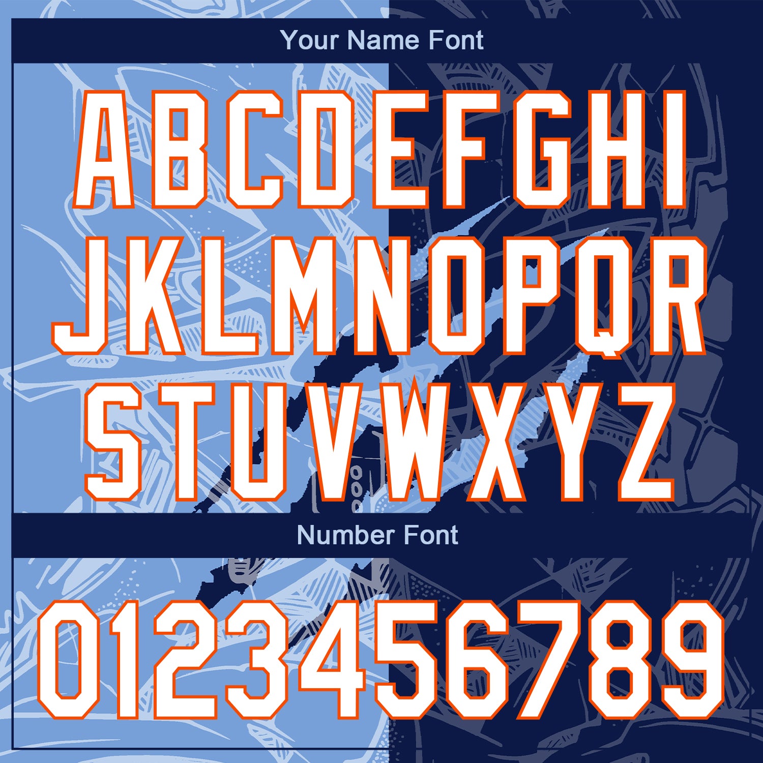 Custom Graffiti Pattern White Navy Light Blue-Orange 3D Scratch Authentic Baseball Jersey view 5