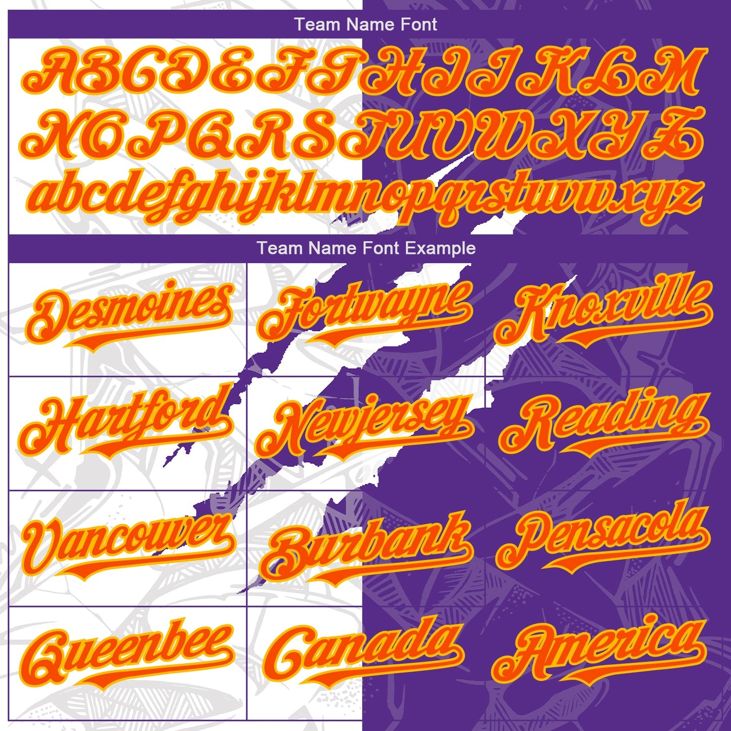 Custom Graffiti Pattern Orange Purple-Gold 3D Scratch Authentic Baseball Jersey view 4
