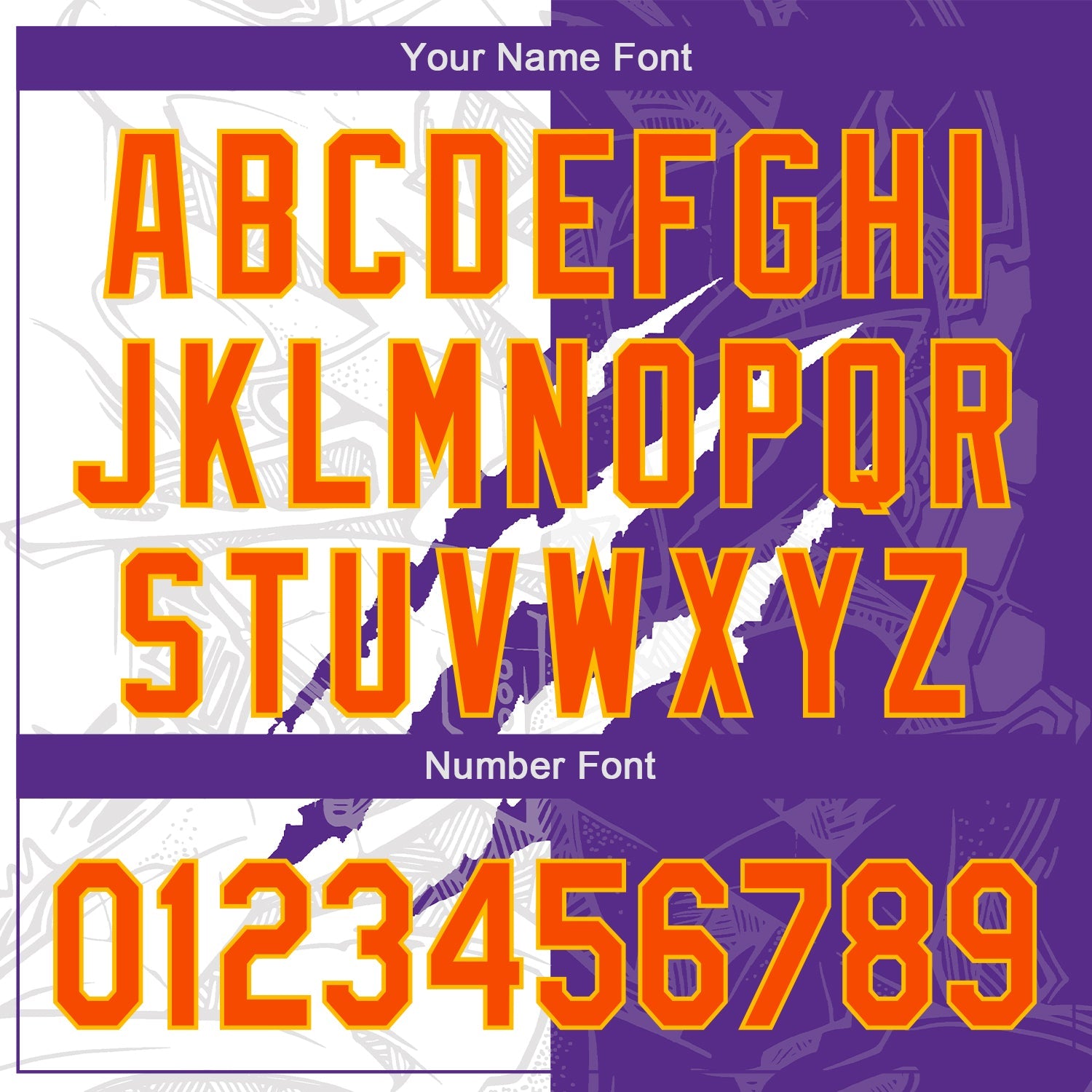 Custom Graffiti Pattern Orange Purple-Gold 3D Scratch Authentic Baseball Jersey view 5