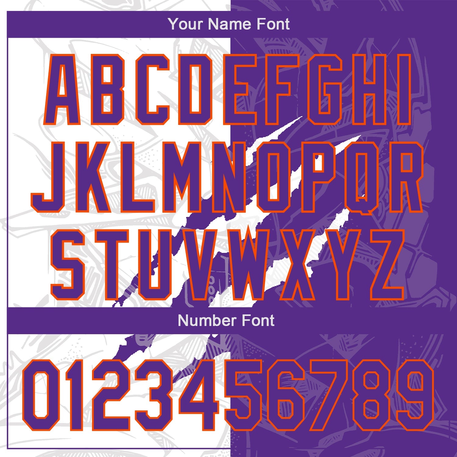 Custom Graffiti Pattern Purple-Orange 3D Scratch Authentic Baseball Jersey view 5