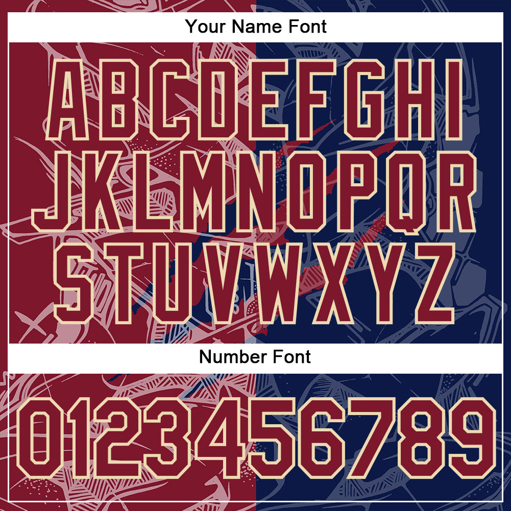 Custom Graffiti Pattern Crimson Navy-Cream Scratch 3D Performance T-Shirt view 4