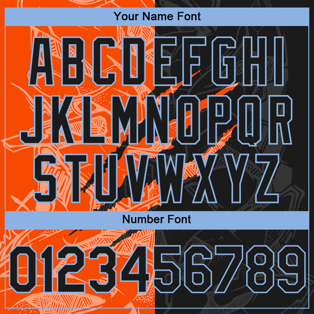 Custom Stitched Graffiti Pattern Black Orange-Light Blue 3D Scratch Sports Pullover Sweatshirt Hoodie view 4
