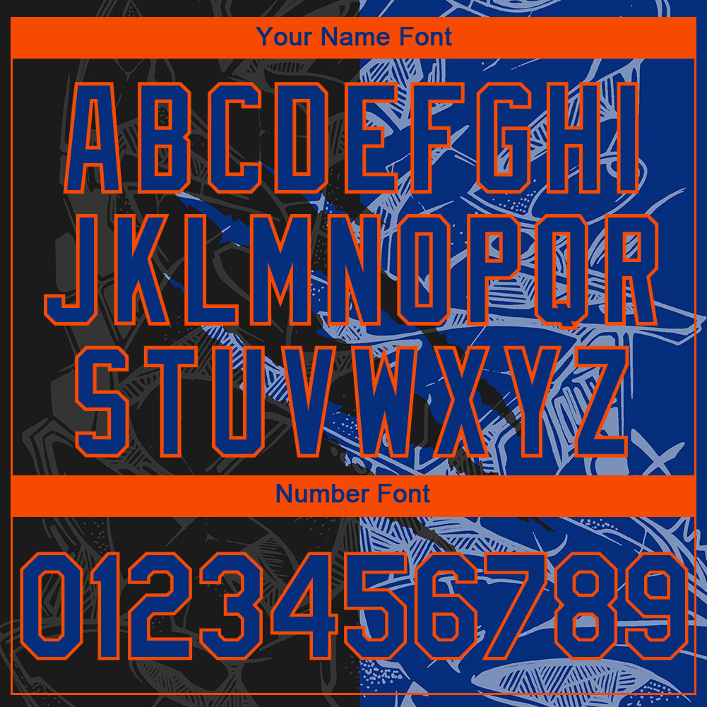 Custom Stitched Graffiti Pattern Black Royal-Orange 3D Scratch Sports Pullover Sweatshirt Hoodie view 4