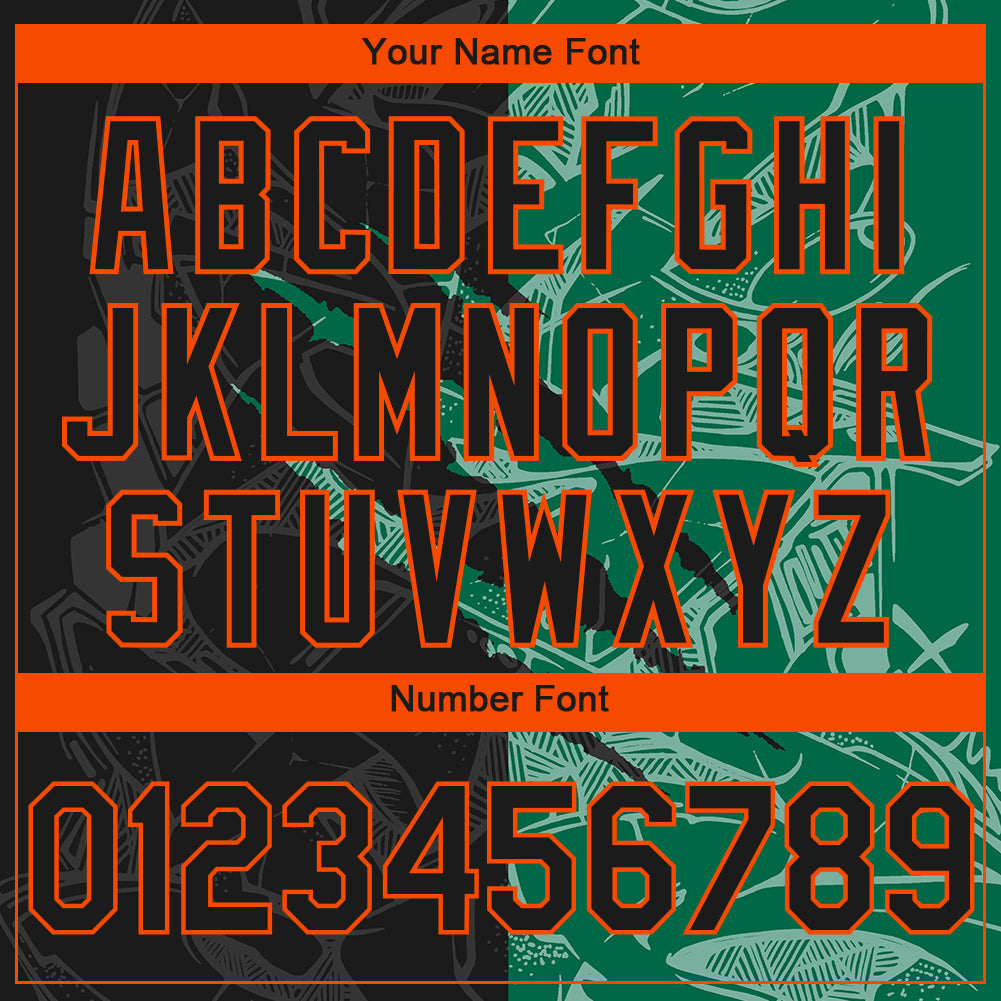Custom Stitched Graffiti Pattern Black Kelly Green-Orange 3D Scratch Sports Pullover Sweatshirt Hoodie view 4