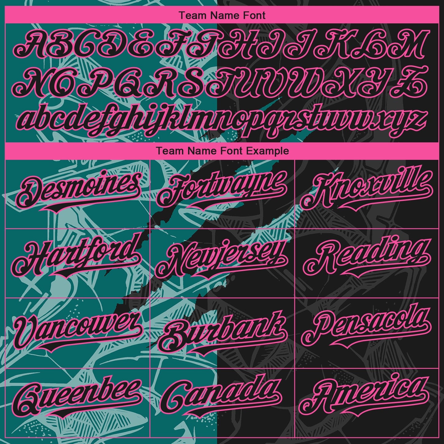 Custom Stitched Graffiti Pattern Black Teal-Pink 3D Scratch Sports Pullover Sweatshirt Hoodie view 3