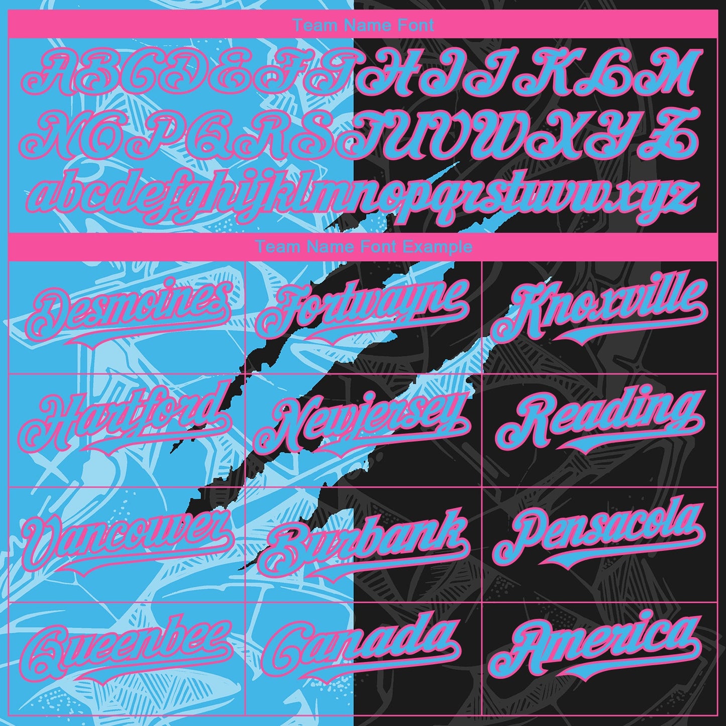 Custom Stitched Graffiti Pattern Black Sky Blue-Pink 3D Scratch Sports Pullover Sweatshirt Hoodie view 3