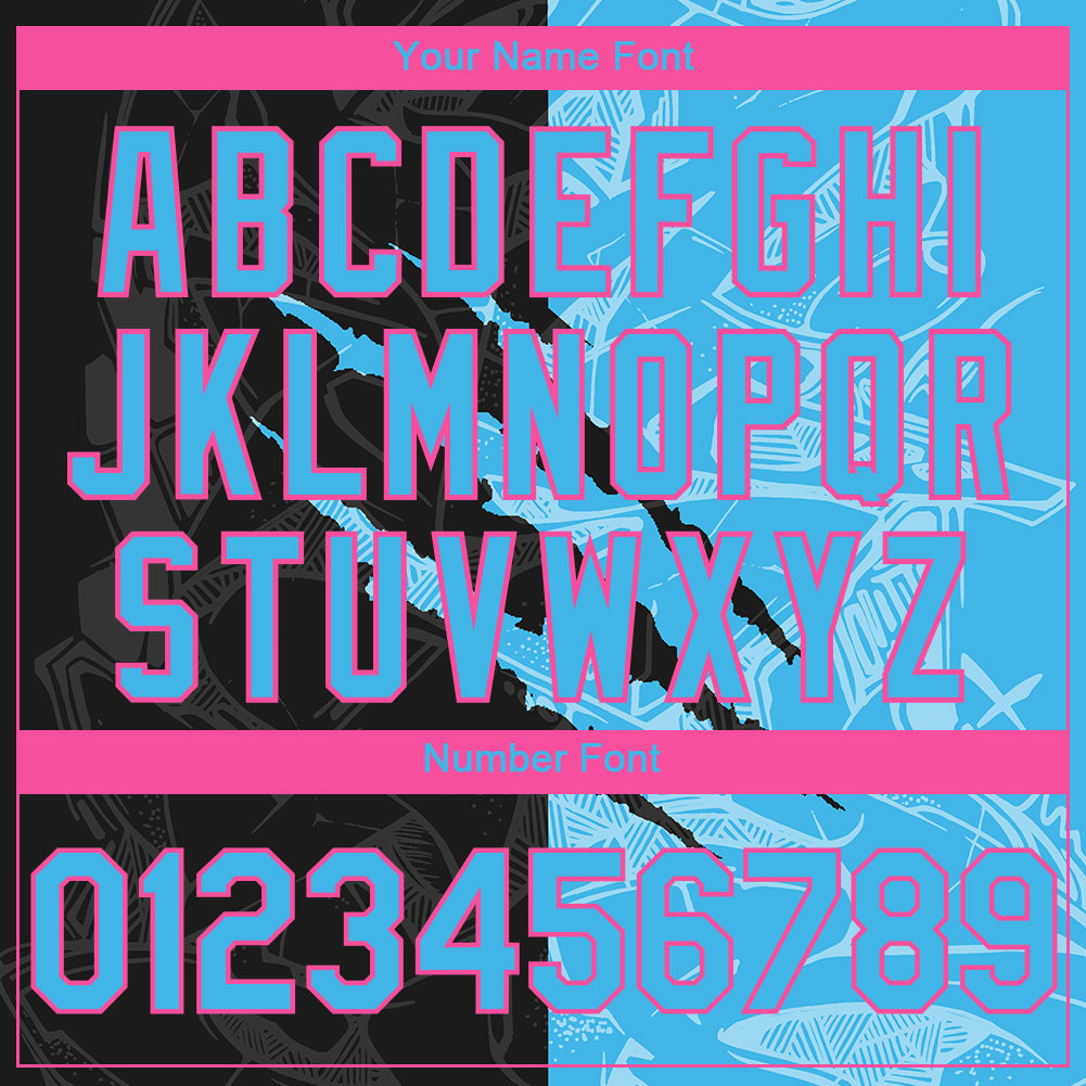 Custom Stitched Graffiti Pattern Black Sky Blue-Pink 3D Scratch Sports Pullover Sweatshirt Hoodie view 4