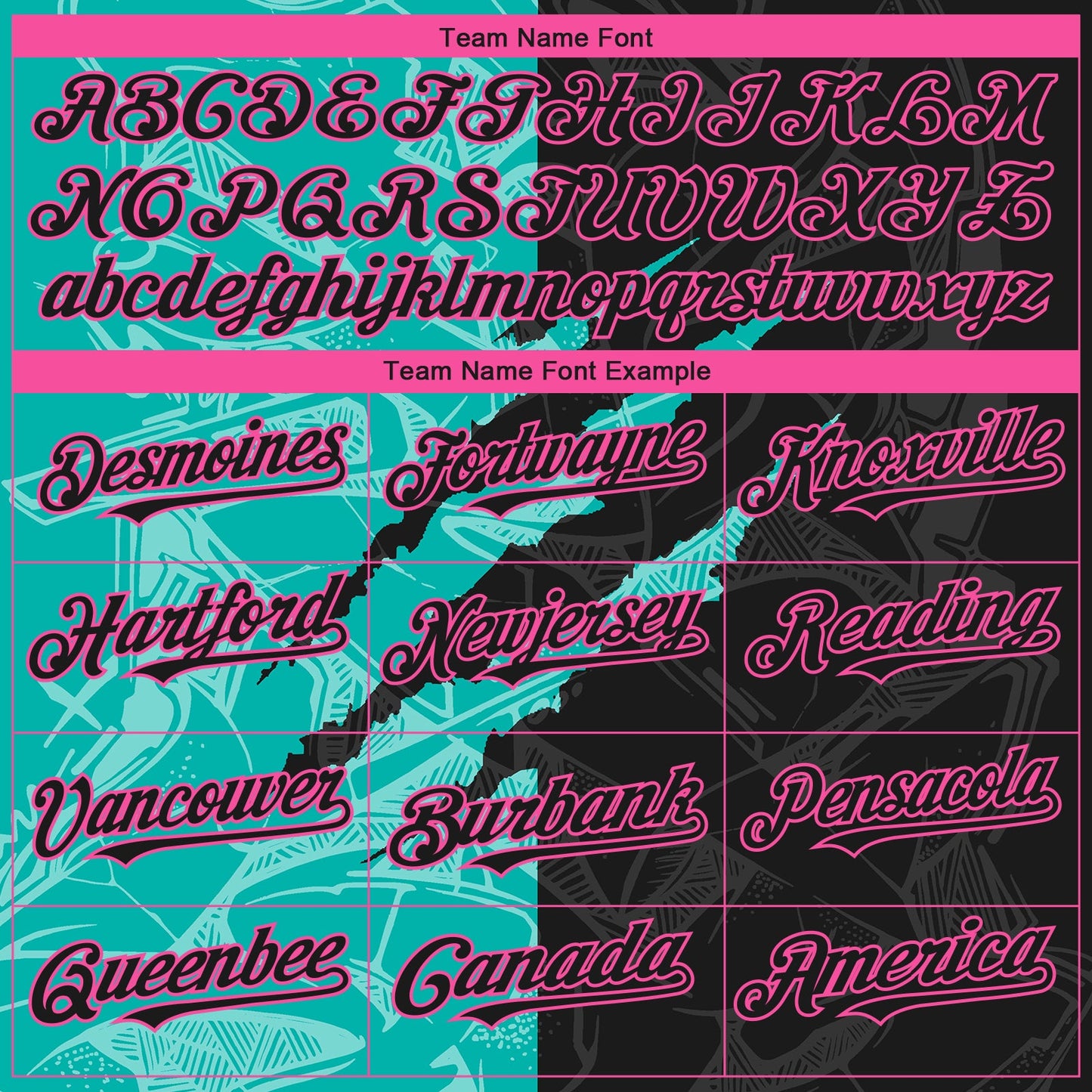 Custom Stitched Graffiti Pattern Black Aqua-Pink 3D Scratch Sports Pullover Sweatshirt Hoodie view 3