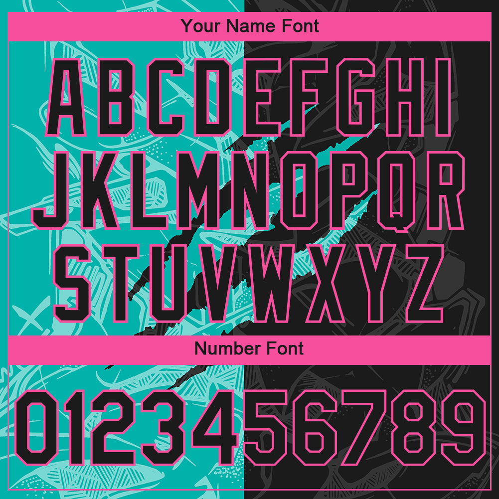 Custom Stitched Graffiti Pattern Black Aqua-Pink 3D Scratch Sports Pullover Sweatshirt Hoodie view 4