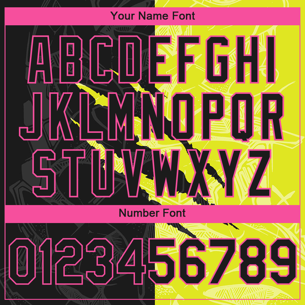 Custom Stitched Graffiti Pattern Black Neon Yellow-Pink 3D Scratch Sports Pullover Sweatshirt Hoodie view 4