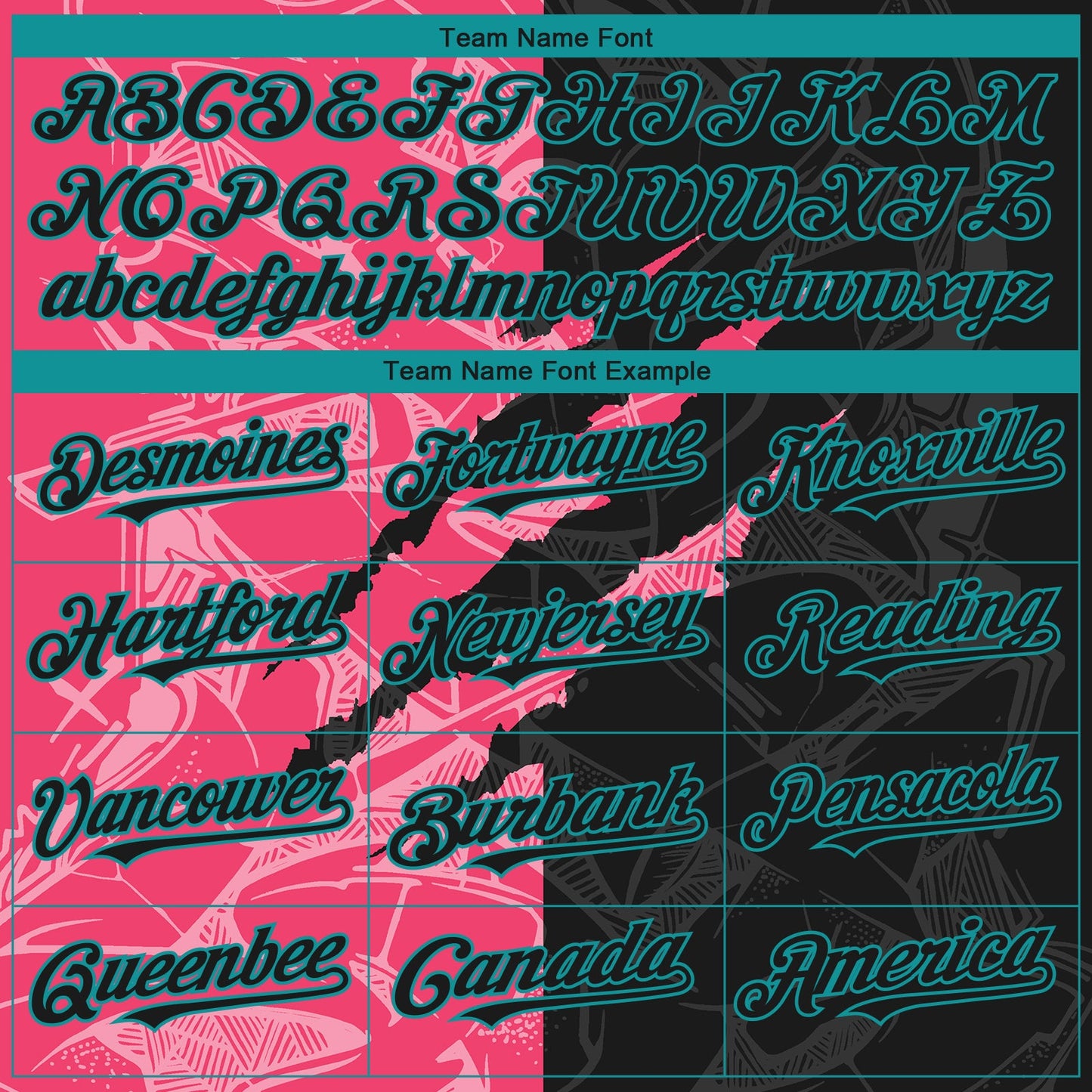 Custom Stitched Graffiti Pattern Black Neon Pink-Teal 3D Scratch Sports Pullover Sweatshirt Hoodie view 3
