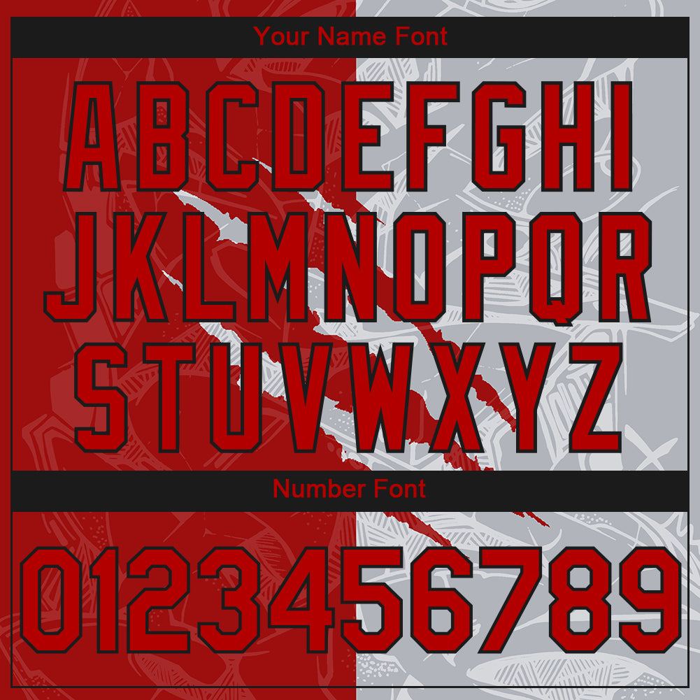 Custom Stitched Graffiti Pattern Gray Red-Black 3D Scratch Sports Pullover Sweatshirt Hoodie view 4