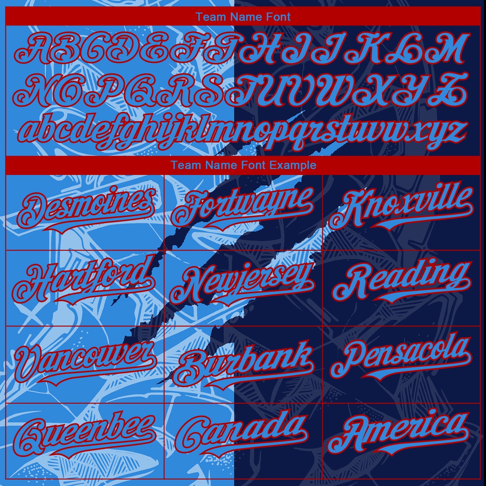 Custom Stitched Graffiti Pattern Powder Blue Navy-Red 3D Scratch Sports Pullover Sweatshirt Hoodie view 3